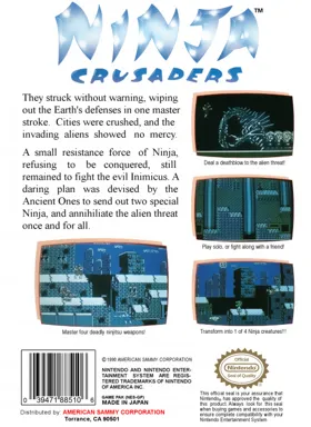 Ninja Crusaders (USA) box cover back